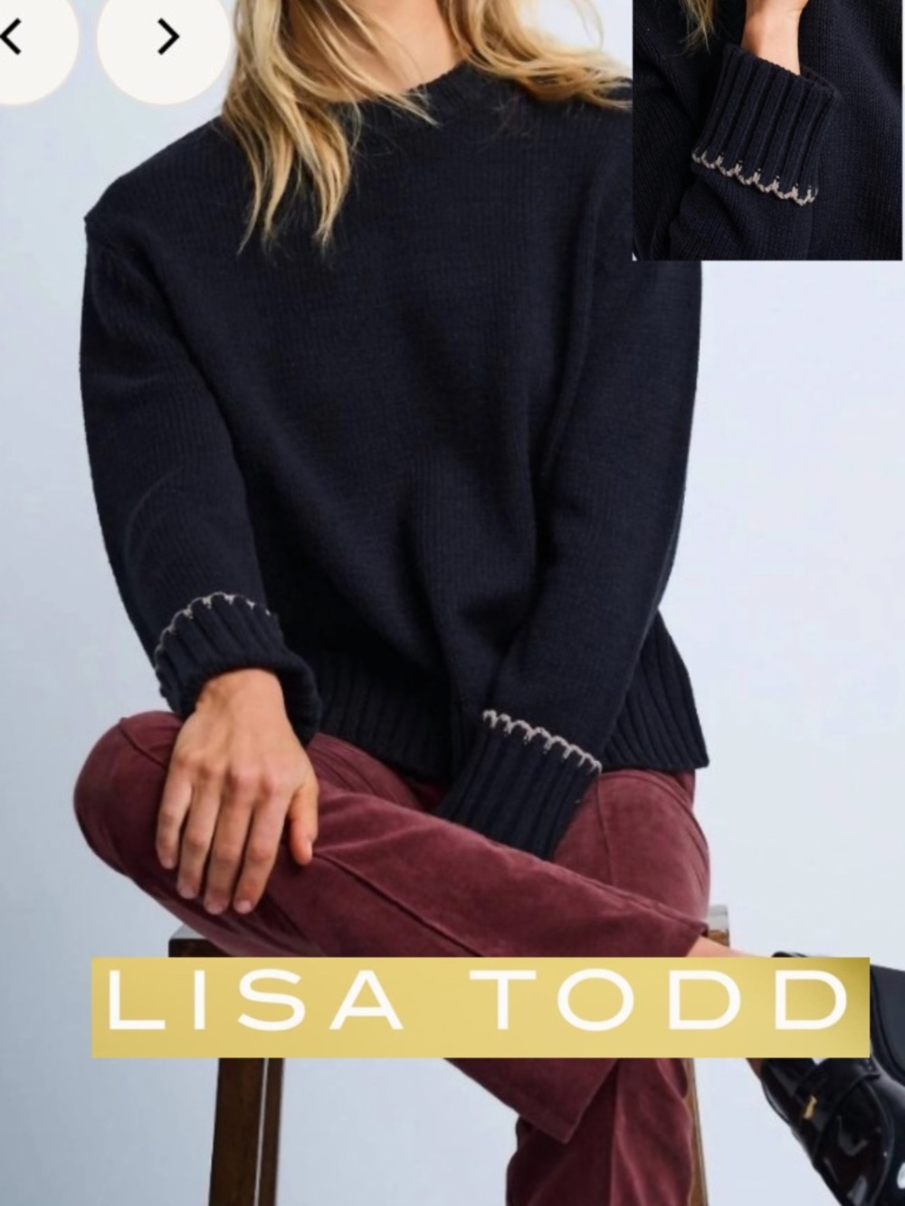 Lisa Todd Black Cuffs Up sweater, S, CB2625
